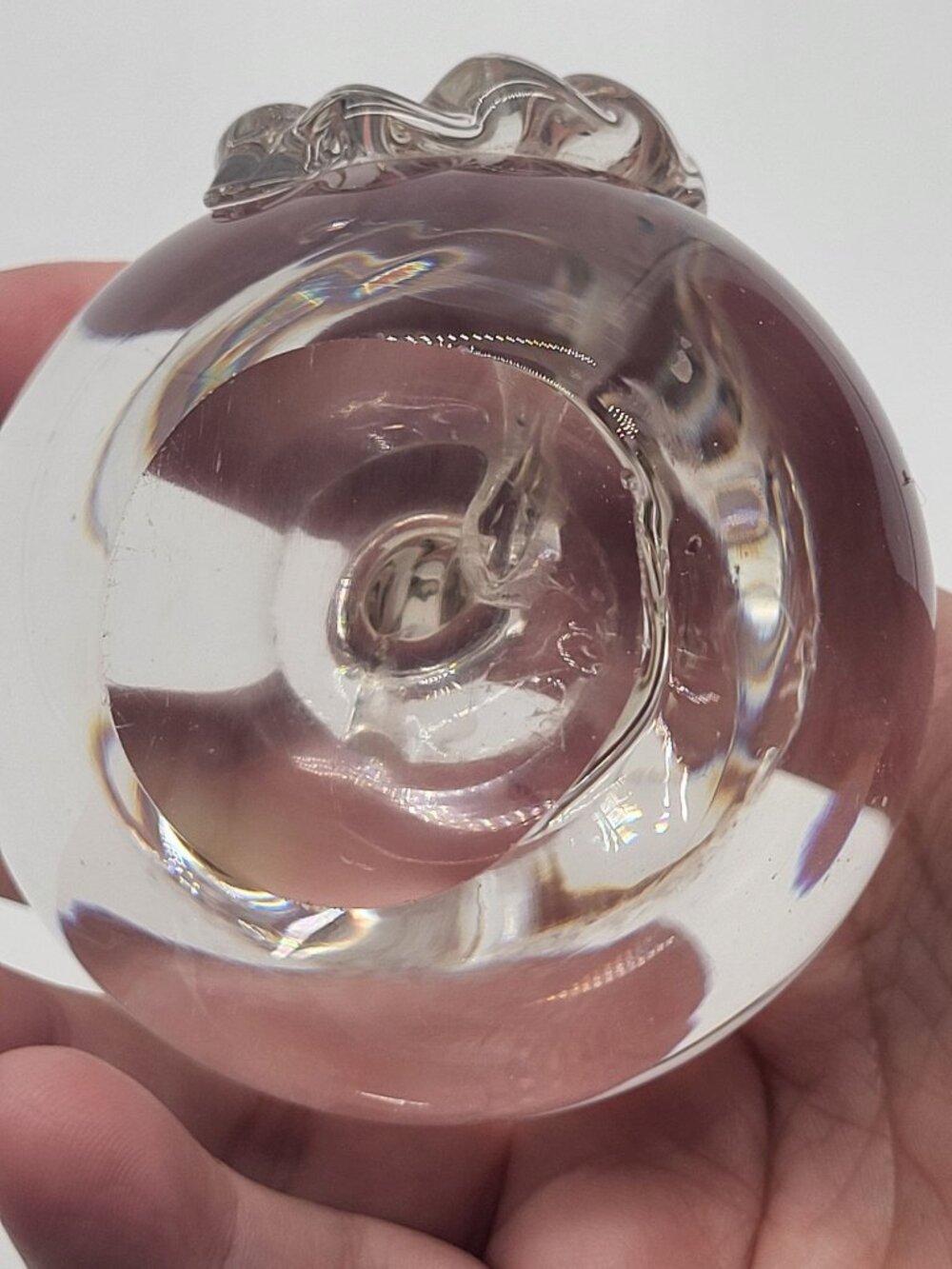 Clear Art Glass Apple Solid Paperweight Teacher Fruit Decor - Picture 6 of 8